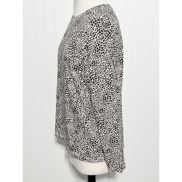 Lands' End Women's Leopard Print Long Sleeve Pullover Shirt Brown WhiteSize XL - Picture 6 of 9